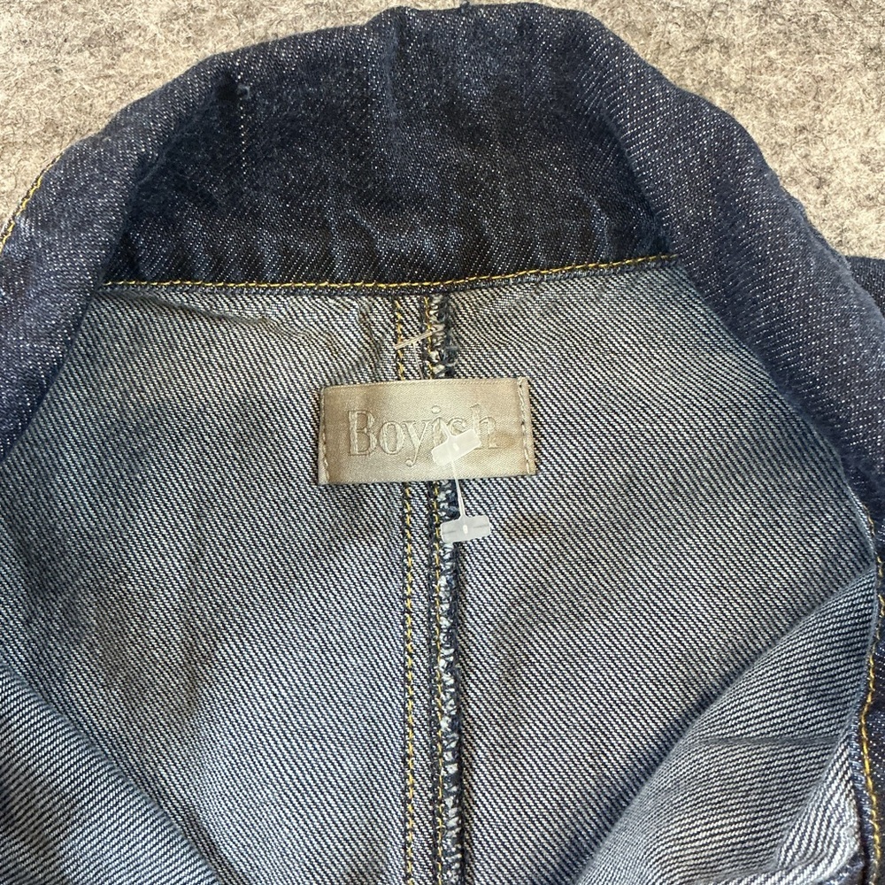 Boyish Dark Indigo Denim Jumpsuit With Raw Hem and Button Details Size M - Picture 3 of 6
